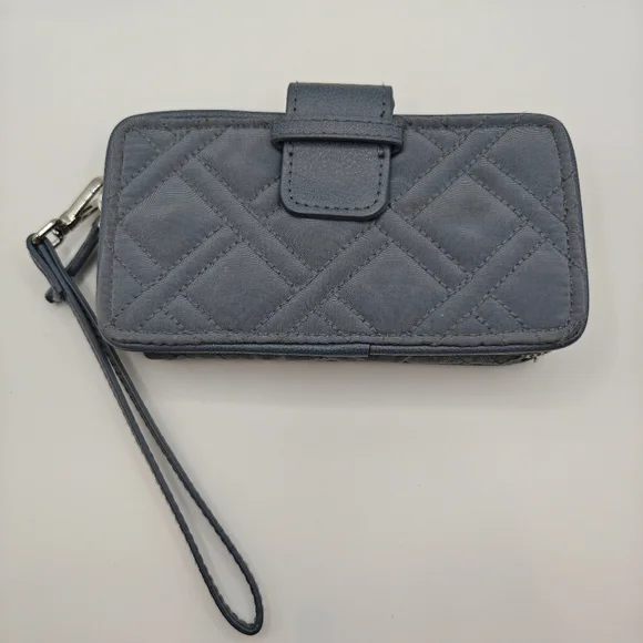 Vera Bradley RFID Smartphone Quilted Microfiber Wristlet Charcoal Gray - Picture 3 of 11